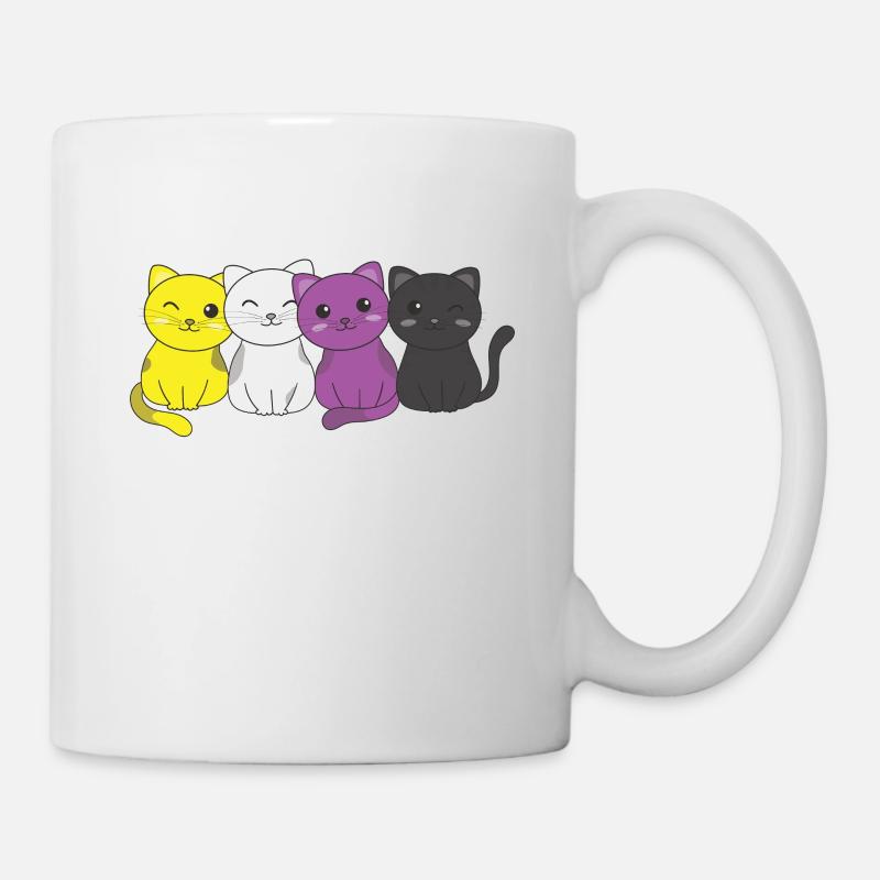 Nonbinary Flag Non Binary Pride LGBTQ süße Katze - Tasse - Weiß