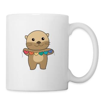 Rainbow Flag Gay Pride LGBTQ Herzen Otter - Tasse - Weiß - Rechts