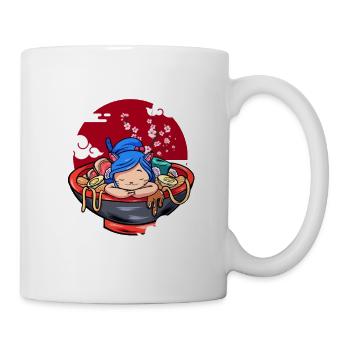 Lustige Schlafende Katze Ramen Niedliches Kätzchen - Tasse - Weiß - Rechts