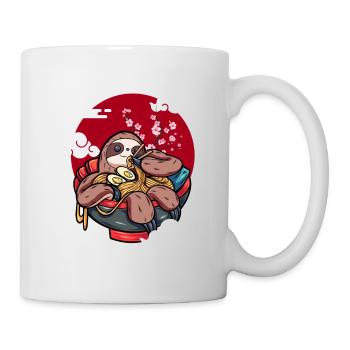 Drôle de paresseux mange des ramen kawaii japonais - Mug blanc - blanc - Droite