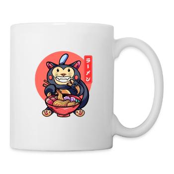 Lustige Katze Isst Ramen Niedliches Kätzchen - Tasse - Weiß - Rechts