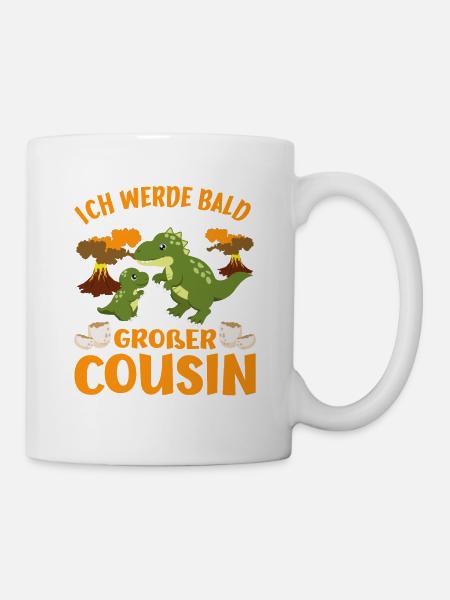 Großer Cousin Ich werde bald großer Cousin Dino - Tasse - Weiß
