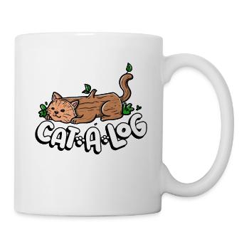 Drôle de chat Un chat rond Chat Chat arbre Abattage - Mug blanc - blanc - Droite