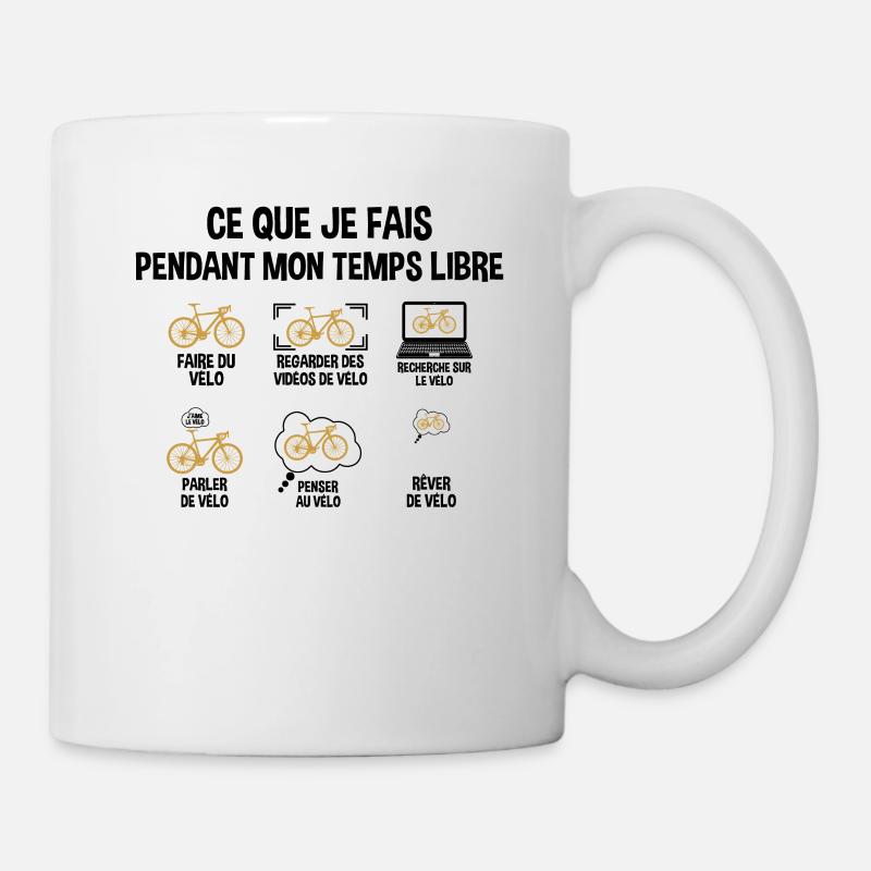 Ce Que Je Fais Durant Mon Temps Libre Cadeau Vélo - Mug blanc - blanc