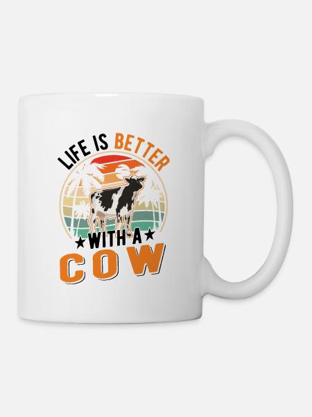 La vie est meilleure avec une vache vache vache vache vache - Mug blanc - blanc