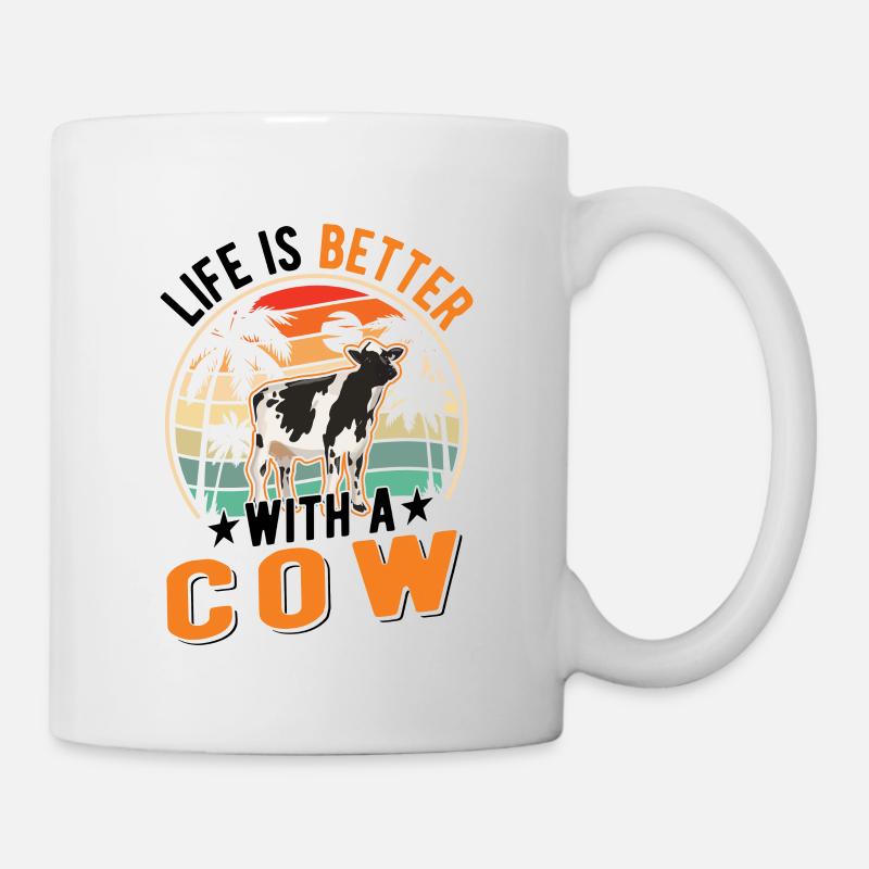 La vie est meilleure avec une vache vache vache vache vache - Mug blanc - blanc