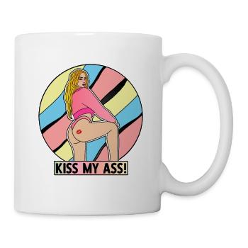 EROTIC POP-ART SEXY COMIC GIRL KISS MY ASS - Tasse - Weiß - Rechts
