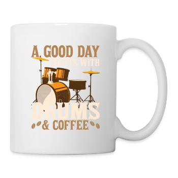 Une bonne journée commence avec Drums & Coffee Rock Drumme - Mug blanc - blanc - Droite