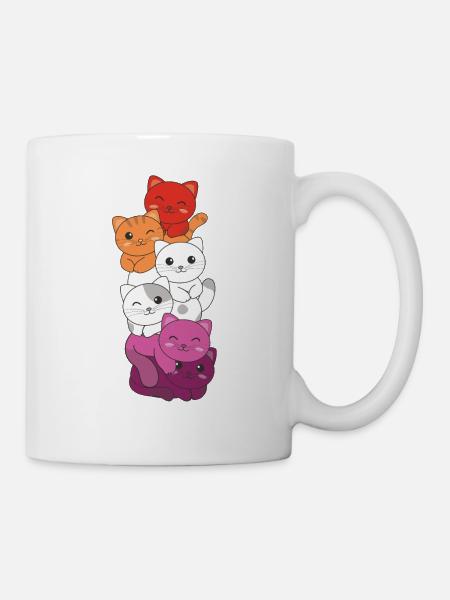 Drapeau lesbien Gay Pride LGBTQ Chats Mignon Chat - Mug blanc - blanc