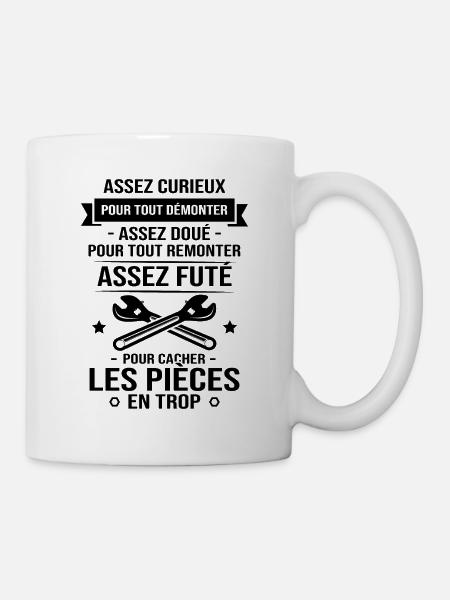 Assez curieux pour tout démonter Cadeau Mécanicien - Mug blanc - blanc