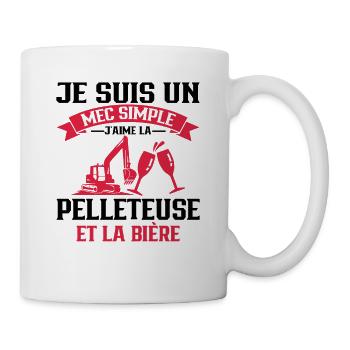Un Mec Simple J'aime La Pelleteuse Et La Bière - Mug blanc - blanc - Droite