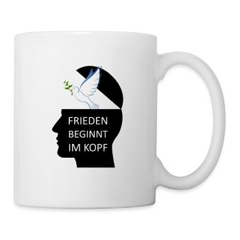 Frieden beginnt im Kopf Friedenstaube Ukraine - Tasse - Weiß - Rechts