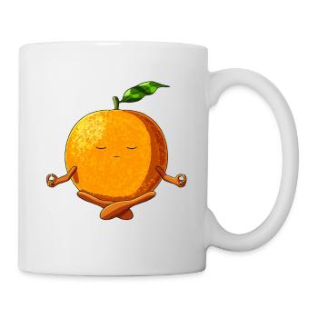 Lustige Yoga Obst Meditierende Orange - Tasse - Weiß - Rechts
