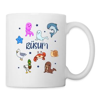 Süße Tiere in Büsum - Tasse - Weiß - Rechts