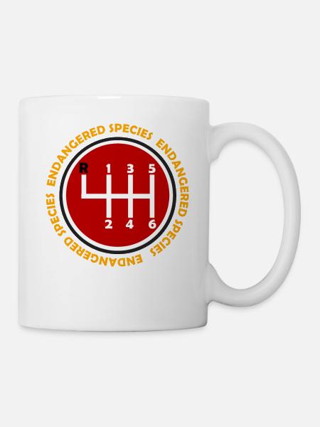 Espèces menacées Boîte de vitesses manuelle Stick Shift 6 - Mug blanc - blanc