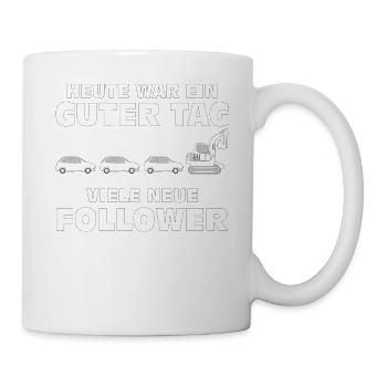 BAUMASCHINE VIELE NEUE FOLLOWER - Tasse - Weiß - Rechts