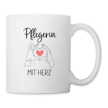 Pflegerin Altenpflegerin Pflege mit Herz - Tasse - Weiß - Rechts