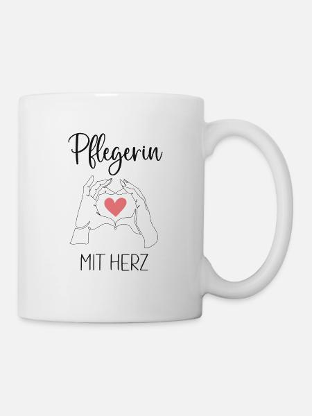 Pflegerin Altenpflegerin Pflege mit Herz - Tasse - Weiß