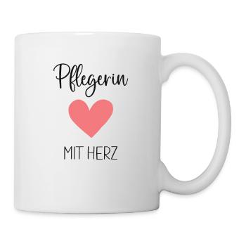 Pflegerin Altenpflegerin Pflege mit Herz - Tasse - Weiß - Rechts