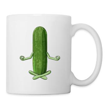 Funny Yoga Vegetable Pickle Meditating Cucumber - Mug - white - Right