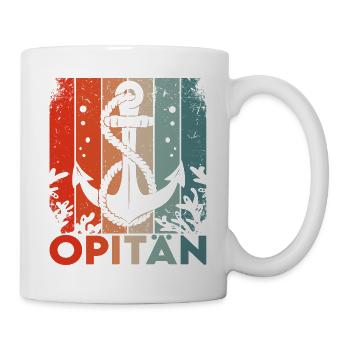 Opitän Opa Großvater Kapitän Vintage Retro Anker - Tasse - Weiß - Rechts