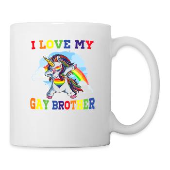 Ich liebe meinen schwulen Bruder Spaß LGBT Gay Ally Einhorn - Tasse - Weiß - Rechts