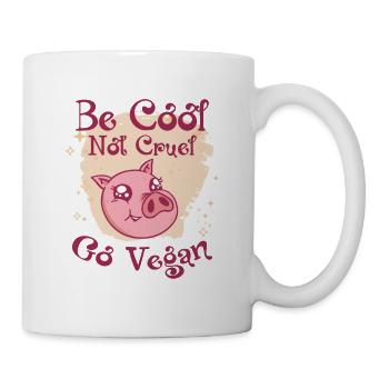Veganer Tierschutz Schwein Fleischfrei Vegetarier - Tasse - Weiß - Rechts