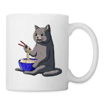Japanische Ramen Nudeln Britisch Kurzhaar Katze - Tasse - Weiß - Rechts