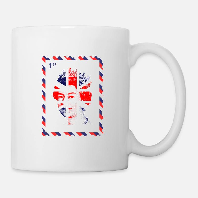 Union Jack Stamp | UK Flag | Queen Lizzy - Mug - white