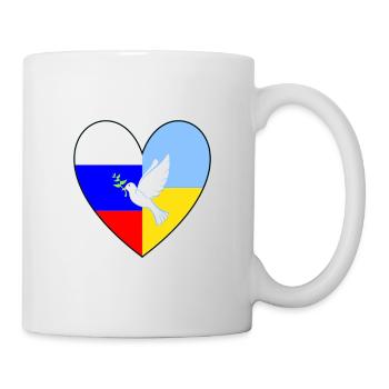 Ukraine Russie Drapeau Cœur Colombe de la Paix - Mug blanc - blanc - Droite