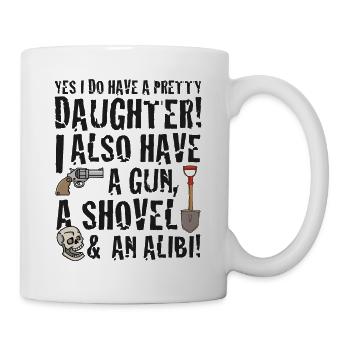 drôle de dire oui j’ai une jolie fille j’ai aussi - Mug blanc - blanc - Droite