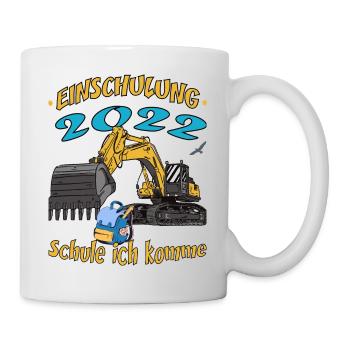 Einschulung 2022 Bagger Schule ich komme - Tasse - Weiß - Rechts