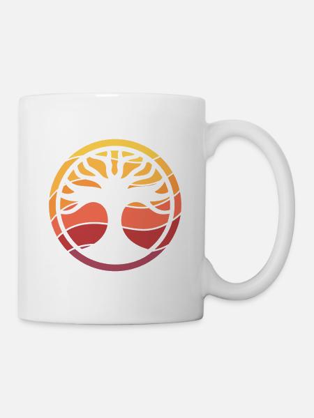 Lebensbaum - Yggdrasil - bunt - Tasse - Weiß
