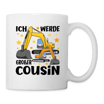 Bagger Cousins Ich werde bald großer Cousin - Tasse - Weiß - Rechts