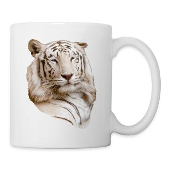Tête de tigre blanche, naturelle, avant - Mug blanc - blanc - Droite
