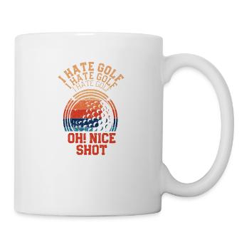 Ich hasse Golf Oh schöner Schlag Ich liebe Golf - Tasse - Weiß - Rechts