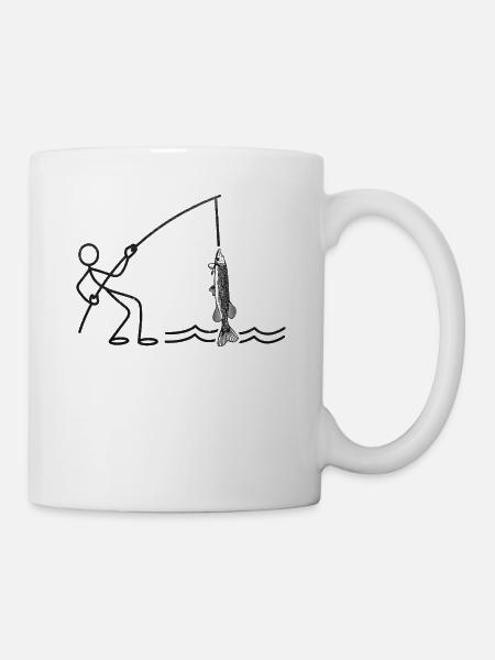 Gar Fish Gar Fishing Strichmännchen Angeln - Tasse - Weiß