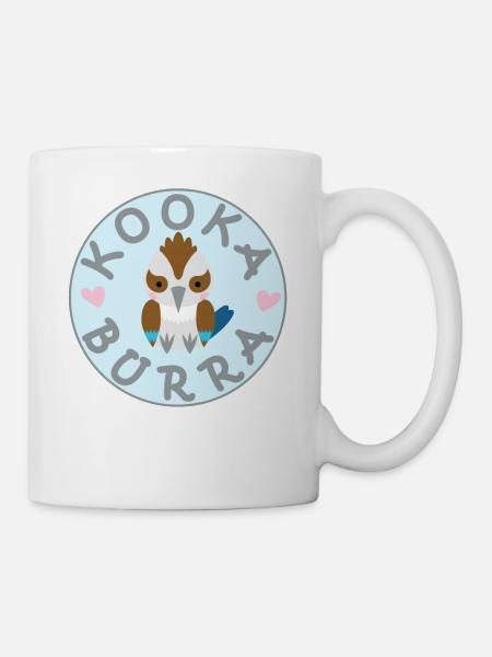 Kookaburra Australia Laughing Bird, Sweet Circle Hearts - Mug - white