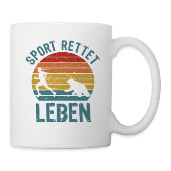 Sport Rettet Leben Spruch - Lustiges Sportler - Tasse - Weiß - Rechts