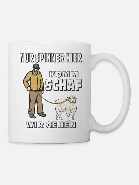 NUR SPINNER HIER KOMM SCHAF - Tasse - Weiß