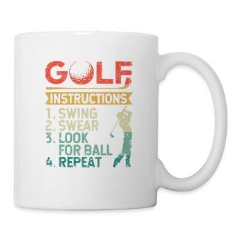 Golf Instructions Swing Oath Search Ball Repeat - Mug - white - Right