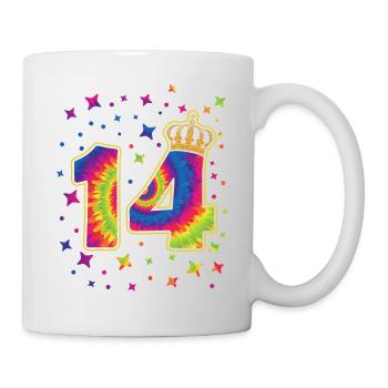 Tie-dye 14. Geburtstagsfeier 14 Jahre Alter - Tasse - Weiß - Rechts
