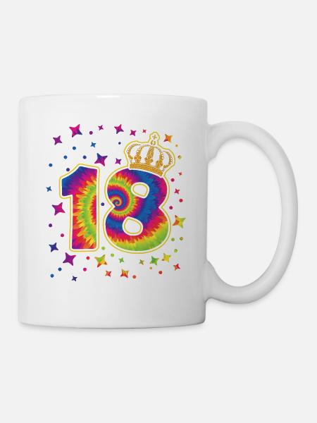 Tie-dye fête d’anniversaire 18 ans 18 ans - Mug blanc - blanc