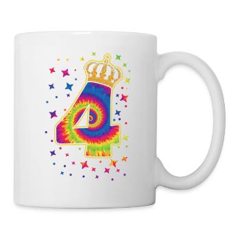 Tie-dye 4. Geburtstagsfeier 4 Jahre Alter - Tasse - Weiß - Rechts