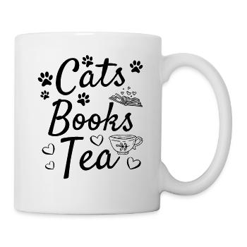 Chats Livres Thé Livre Lecture Bibliothèque Livre - Mug blanc - blanc - Droite