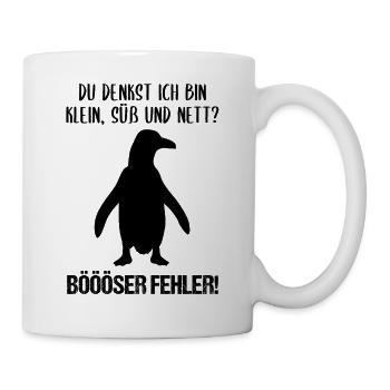 Pinguin Klein Süß Nett Lustiger Spruch Geschenk - Tasse - Weiß - Rechts