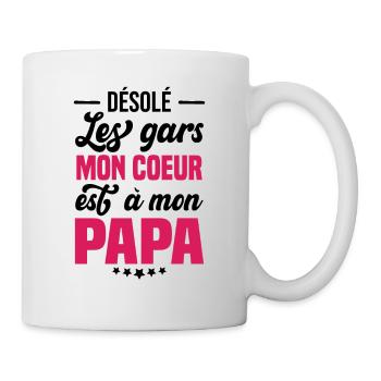Désolé Les Gars Mon Coeur Est À Mon Papa - Mug blanc - blanc - Droite