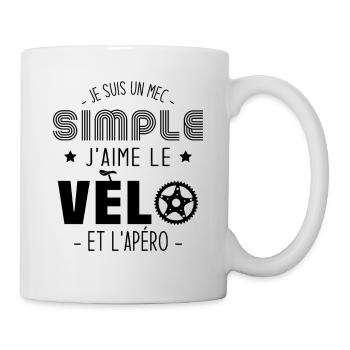 Je suis un mec simple j'aime le vélo et l'apéro - Mug blanc - blanc - Droite