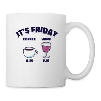 Vendredi Café Vin Boire Caféine Alcool - Mug blanc - blanc - Droite
