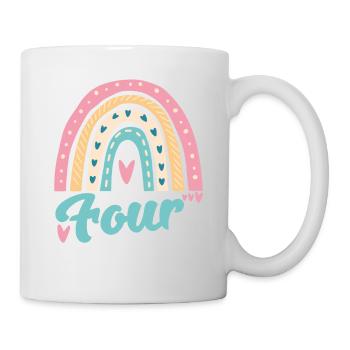 Kinder Geburtstag 4 Jahre alt Vierter Geburtstag - Tasse - Weiß - Rechts